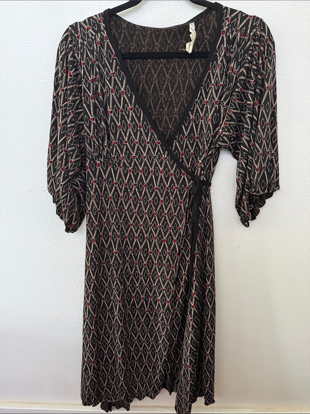 Max Studio Wrap Midi Dress with intricate pattern